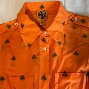 Tory Burch Button Down Shirt | Size: 6 | Color: Orange with print